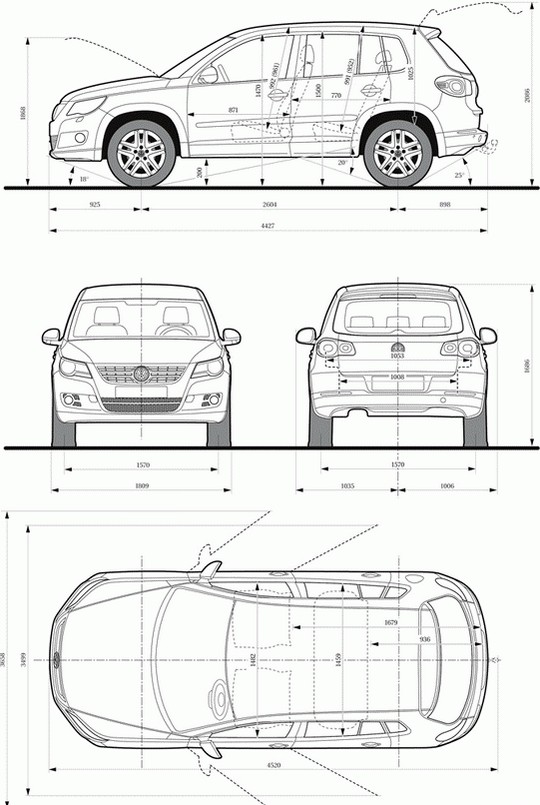 Volkswagen Tiguan 1, VW — dane techniczne, wymiary, silniki, spalanie, pojemność, ceny, opinie